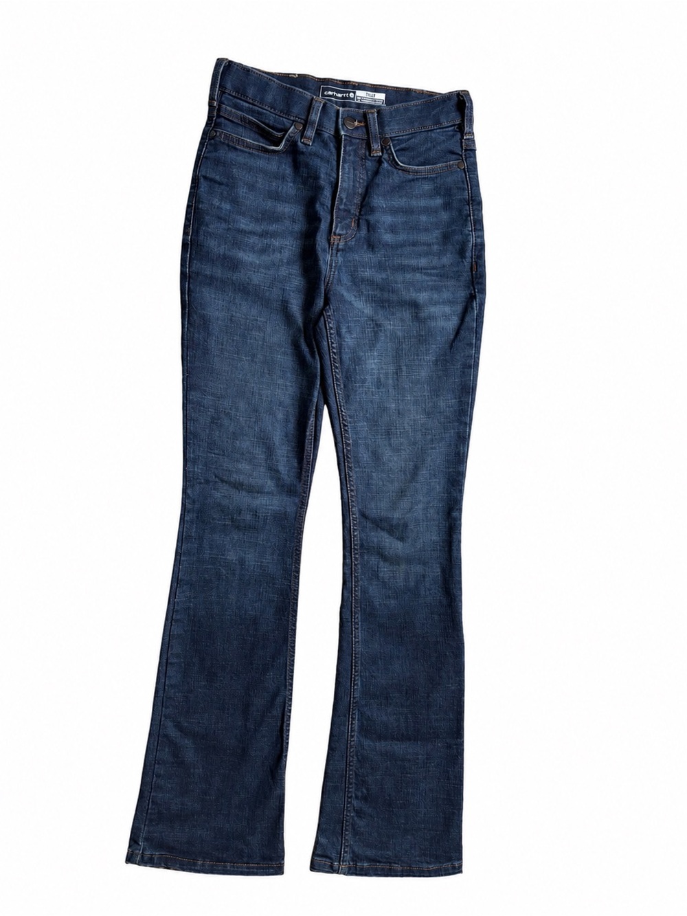 Carhartt women’s dark blue tiller bootcut jeans Size 2 cowgirl denim workwear